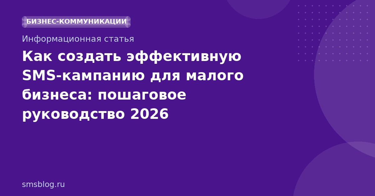 Как создать эффективную SMSкампанию для малого бизнеса: пошаговое руководство 2026